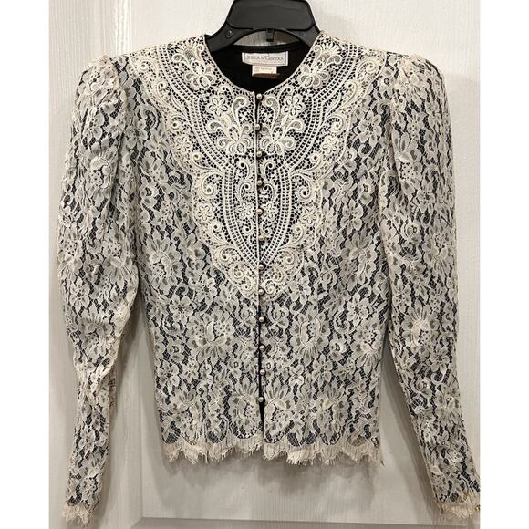 Jessica McClintock Tops - VTG Jessica McClintock Fitted Lace Blouse 6 Women Romantic Gothic Prairie Top